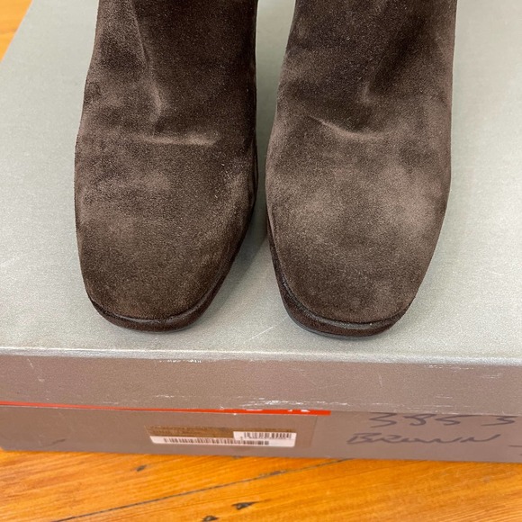 Authentic Prada Linea Rossa Brown Suede Wedge Boots with Box - Picture 7 of 8